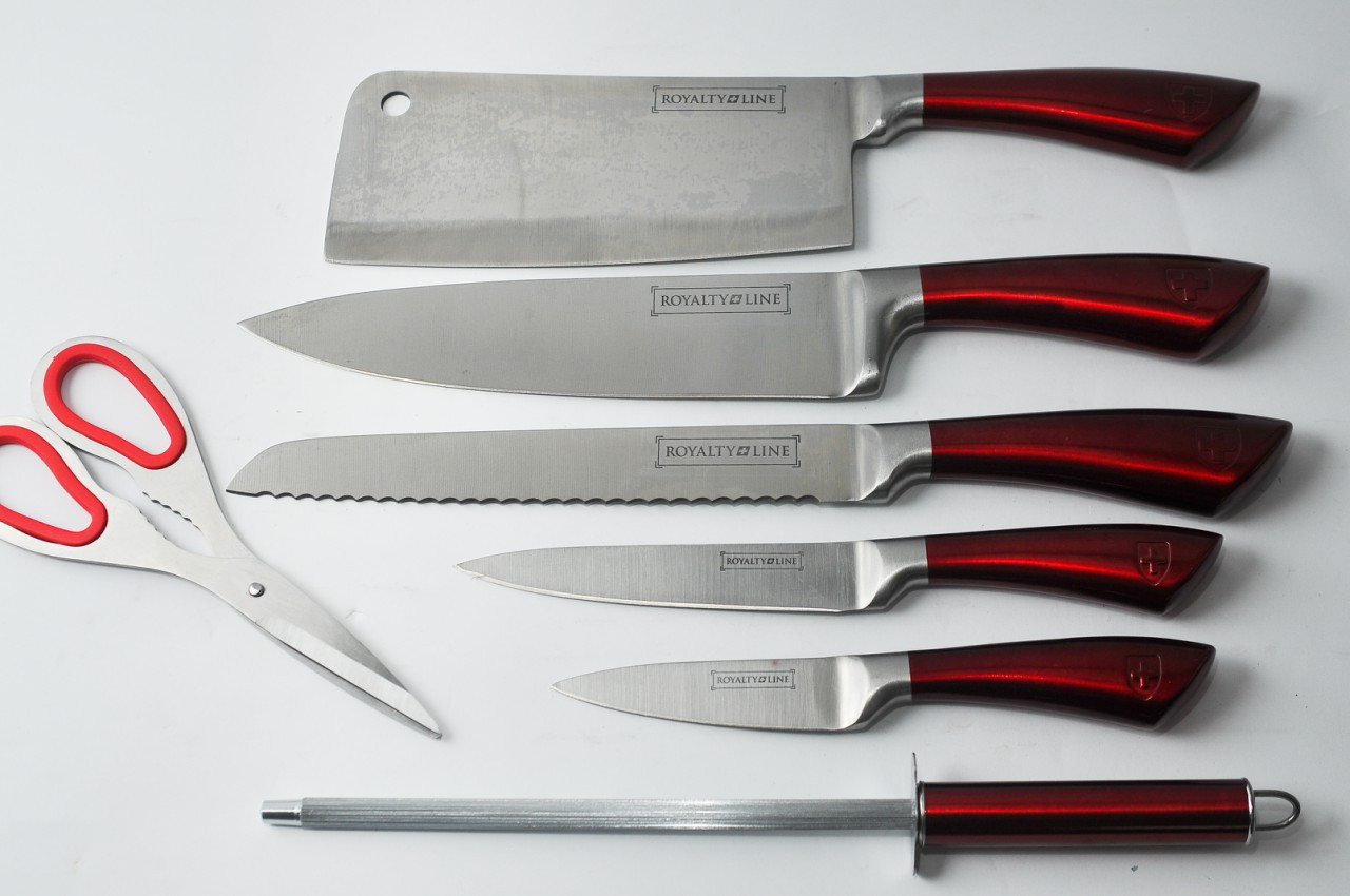 Set de 5 couteaux en inox avec support acrylique aiguisoir et ciseau au maroc vente en ligne beloccasion.com