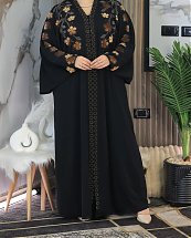 Abaya en soie fluide motif Mobra - Fabriquée en Égypte