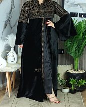 Abaya en soie motif Mobra Noire - Fabriquée en Égypte